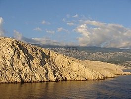 日落,海,石