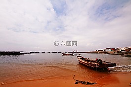 大海,沙灘,孤帆