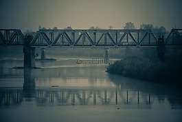 橋,latisana,霧