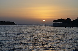 日落,海洋,景觀