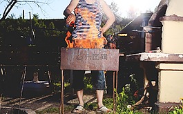 火,燒烤,男子