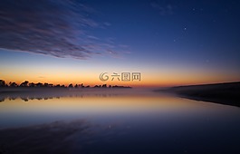 夜,湖,景观