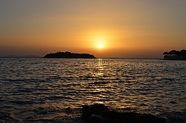 日落,太陽能,海灘