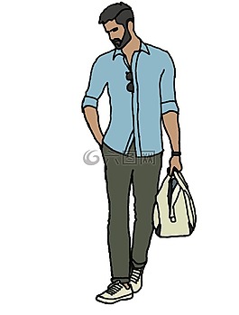 男子,走,袋