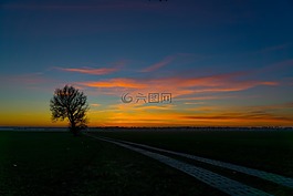 日落,黃昏,天空