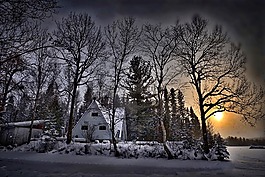 冬天風(fēng)景,日落,冬天