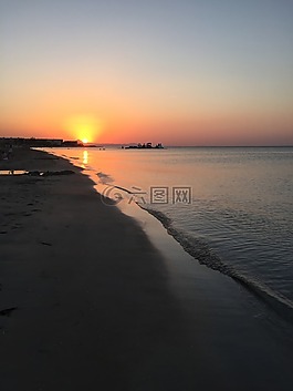 日落,地中海,西班牙