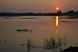 斯里蘭卡,日落,湖