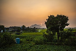 為村,日出,海