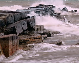 breakwall,湖,岸