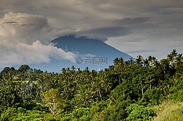 火山,哥斯達(dá)黎加,棕櫚樹