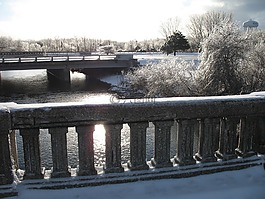 橋,冬天,河