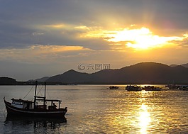黃昏,mar,小船
