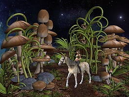幻想,蘑菇,马