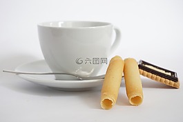 杯,餅干,咖啡