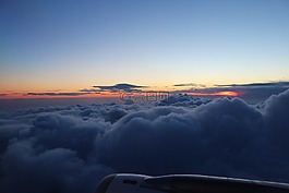 天空,飛行的,云