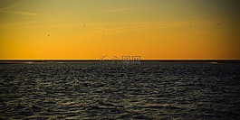 夏天,日落,海灘