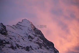 艾格峰,山,日落