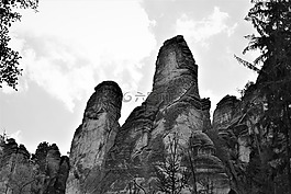 prachovské岩石,石头,灰色