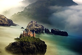 城堡,海,海洋