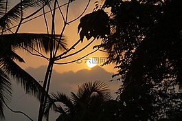 日落,天空,南印度