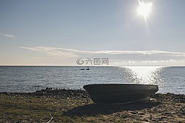船,太阳,海