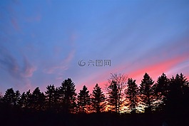 日落,天空,側(cè)影