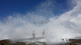 海灘,瘋狂的,水