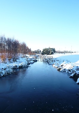 藍(lán)色,冬天,水