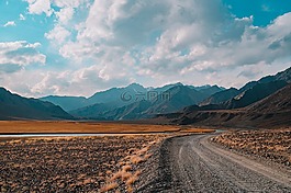 路,山,天空