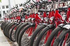 自行車,站,紅色