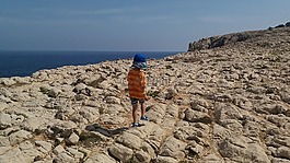 巖,徒步旅行,孩子