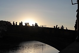 日落,橋,陰影