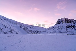 雪,山,冬天