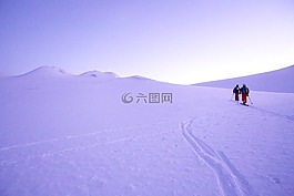 雪,山,冬天