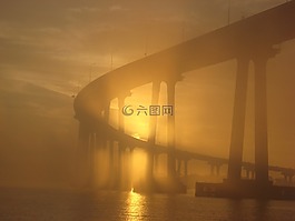 科羅拉多橋,日落,霧