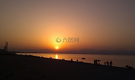 日落,海,地平線