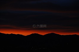 日落,地平線,天空
