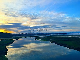 日落,海洋,水