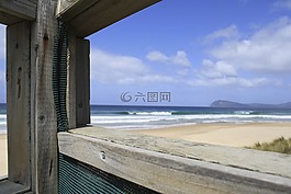 海灘,查看,窗口