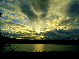 黃昏,天空,云