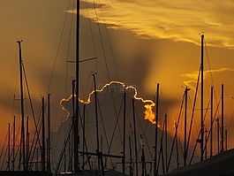 海洋,日落,云
