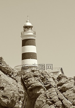 灯塔,悬崖,岩