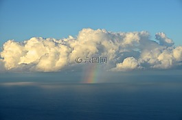云,彩虹,海