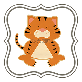 虎,孩子們,動物