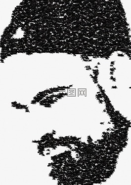 男性肖像,面孔插圖,螞蟻