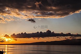 日落,云,景觀