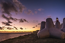 日落,天空,全景