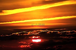 日落,太陽,落山的太陽