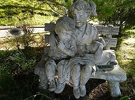 雕像,孩子们,狗